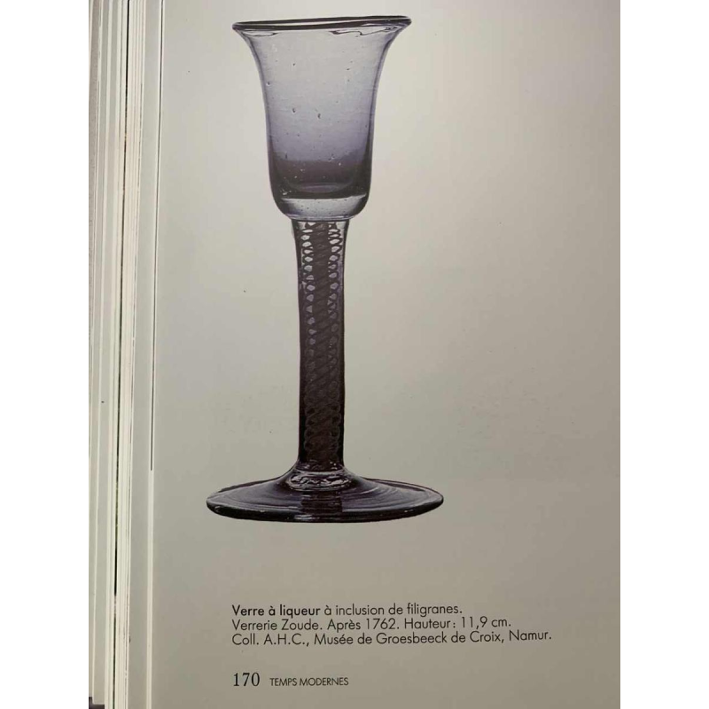 Verreries Zoude 18ème siècle Série de 6 verres verre inclusion filigrane spirale