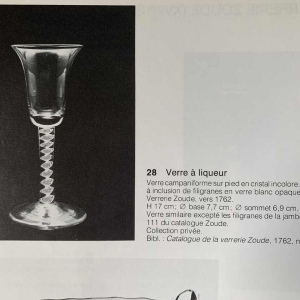 Verreries Zoude 18ème siècle Série de 6 verres verre inclusion filigrane spirale