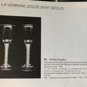 Verreries Zoude 18th century Series of 6 glasses glass inclusion spiral filigree