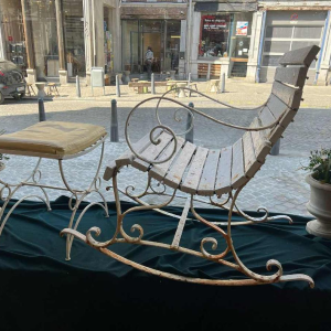 Fauteuil de jardin à bascule en fer forgé à enroulement, fin XIXe s