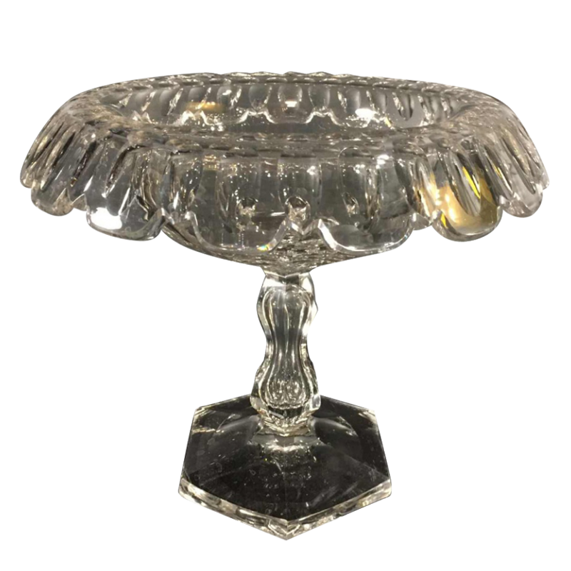 Val Saint Lambert, grand centre de table / coupe à fruits, cristal taillé, 1880