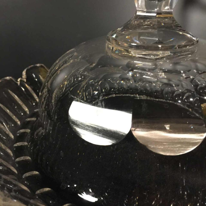 Val Saint Lambert, grand centre de table / coupe à fruits, cristal taillé, 1880