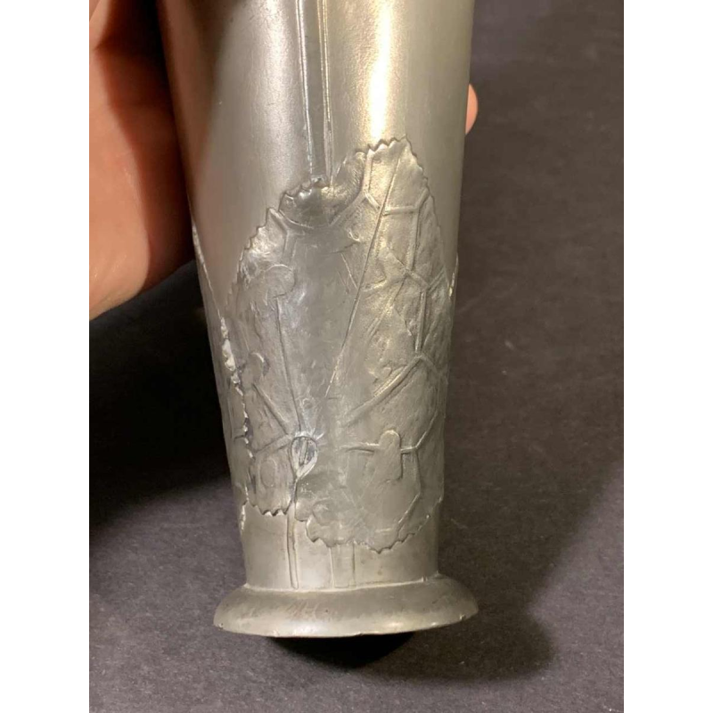 HUGO LEVEN for Kayserzinn - Art Nouveau floral pewter vase N° 4299, 1900s
