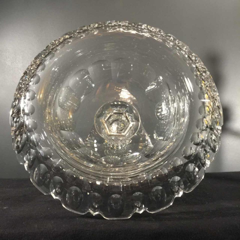 Val Saint Lambert, grote middelpunt / fruitschaal 40 cm, geslepen kristal, 1880