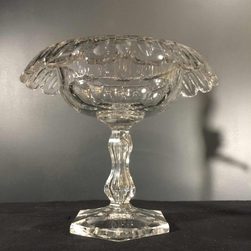Val Saint Lambert, grote middelpunt / fruitschaal 40 cm, geslepen kristal, 1880