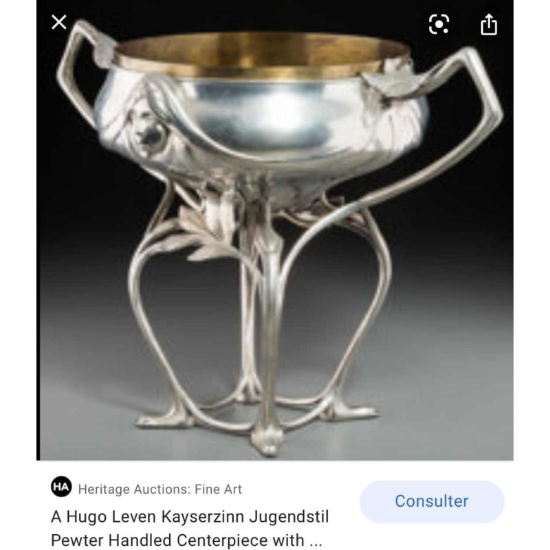 HUGO LEVEN for Kayserzinn - Art Nouveau floral pewter vase N° 4299, 1900s