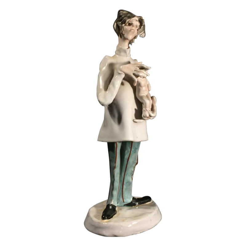 Sculpture italienne représentant médecin, gynécologue obstétricien pédiatre 1970