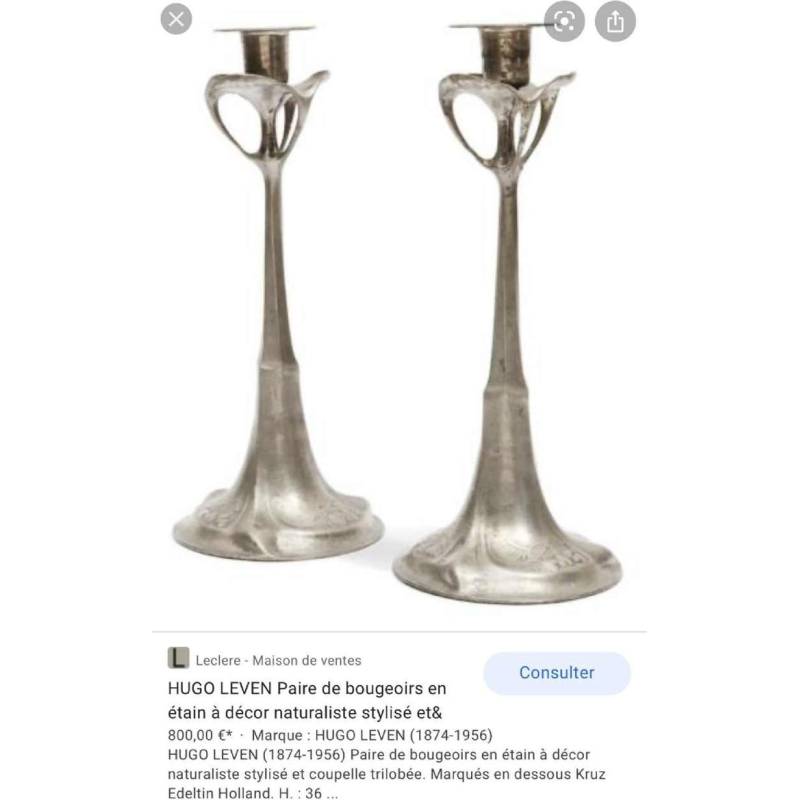 HUGO LEVEN for Kayserzinn - Art Nouveau floral pewter vase N° 4299, 1900s