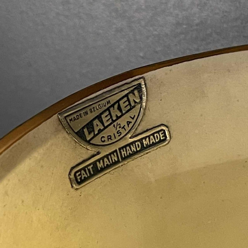 Verreries de Laken, Paar vazen, Art Deco goudgezandstraald glas, ca 1935