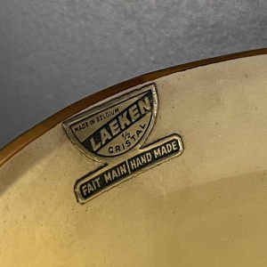 Verreries de Laken, Paar vazen, Art Deco goudgezandstraald glas, ca 1935