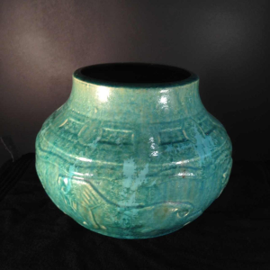 Roger Guérin, rare Art Deco vase with lions, Bouffioulx stoneware, circa 1930