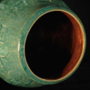 Roger Guérin, rare Art Deco vase with lions, Bouffioulx stoneware, circa 1930