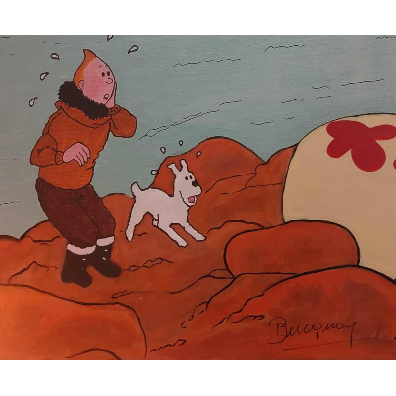 Jan Bucquoy “ Tintin's sexual life “ heightened canvas print signed