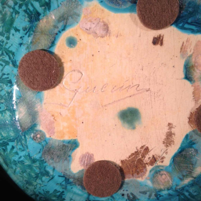 Roger Guérin, rare Art Deco vase with lions, Bouffioulx stoneware, circa 1930