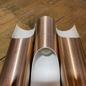 Maija Liisa Komulainen / Raak pair of FUGA sconces in copper gold aluminium 1970