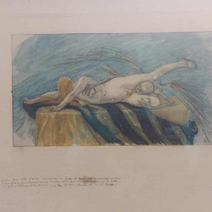 Félicien Rops “L'Agonie“ gravure érotique rehaussée, édité par G. Pellet en 1896