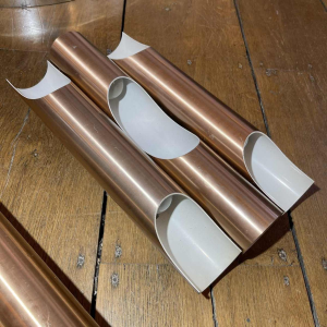 Maija Liisa Komulainen / Raak pair of FUGA sconces in copper gold aluminium 1970