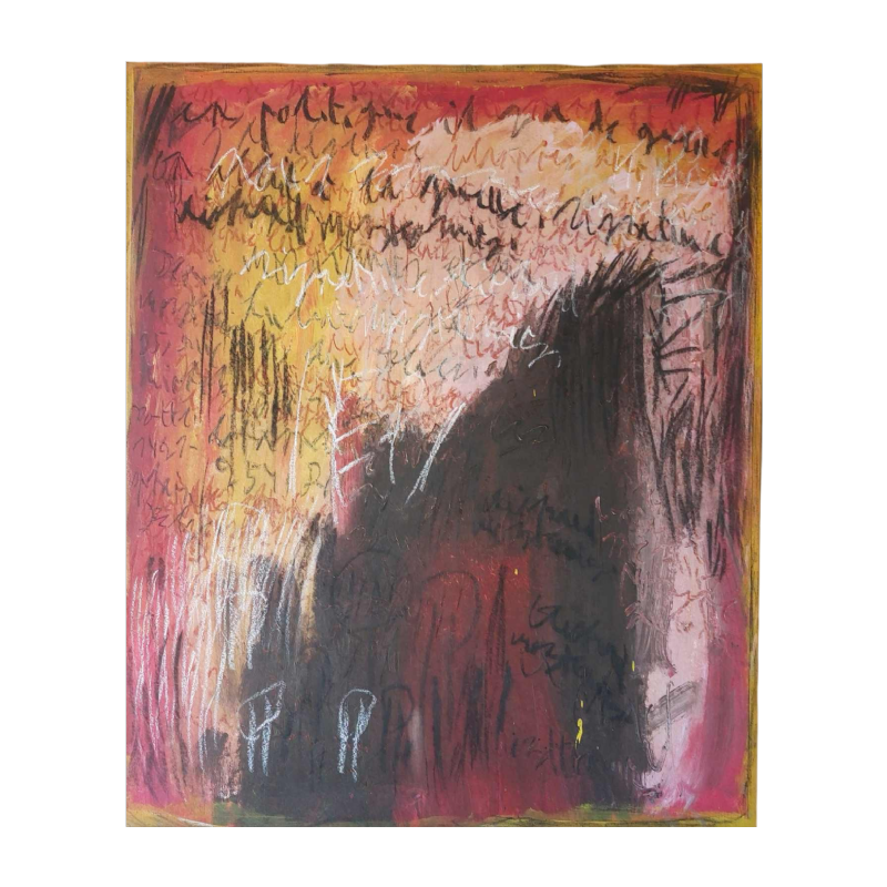Richard Moszkowicz, Art brut, technique mixte sur papier, 1990