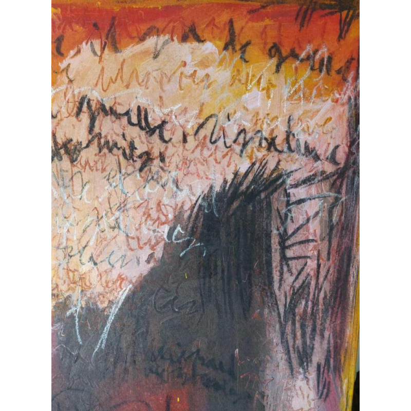 Richard Moszkowicz, Art brut, gemengde techniek op papier, 1990