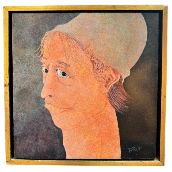 Jean-Pierre FELIX « L’homme au bonnet » tableau huile sur panneau