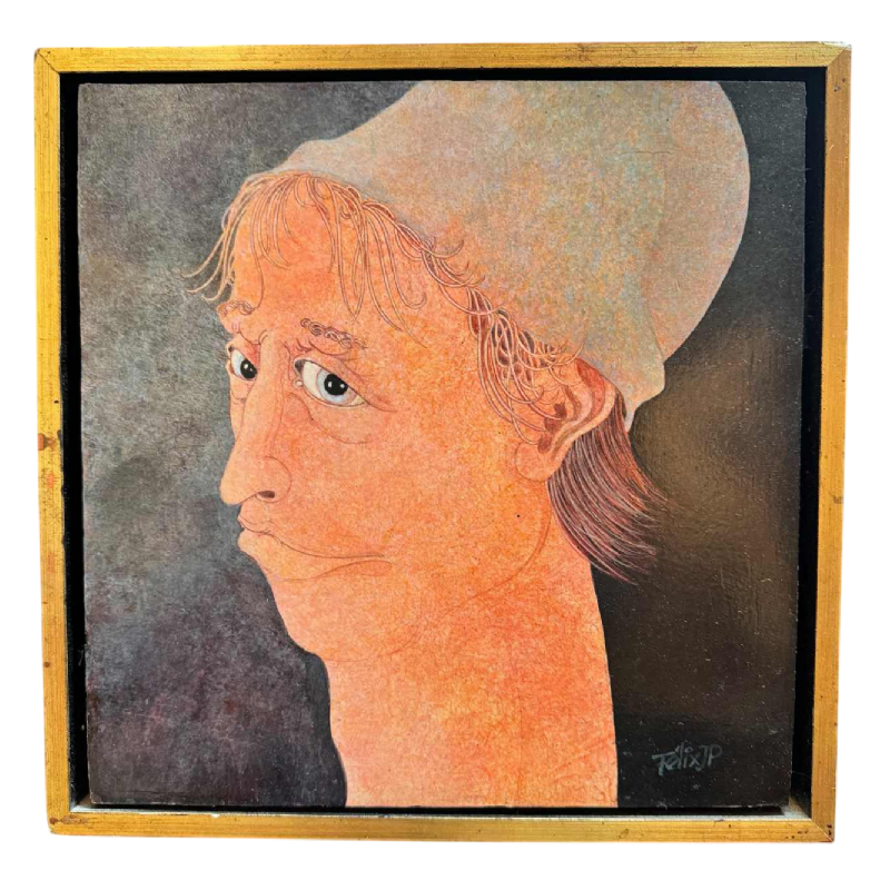 Jean-Pierre FELIX « L’homme au bonnet » tableau huile sur panneau
