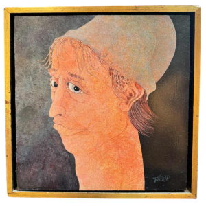 Jean-Pierre FELIX “De man met de muts  » schilderij olie op paneel