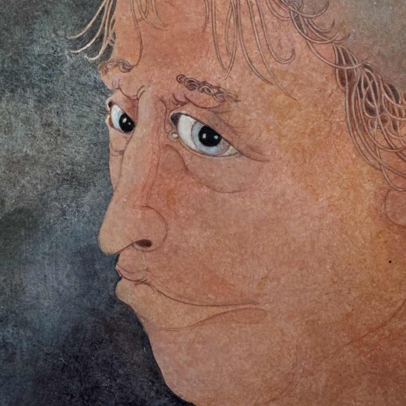 Jean-Pierre FELIX “De man met de muts  » schilderij olie op paneel