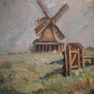 Charles Verbrugghe, Moulins in a landscape, peinting oil on canvas, early 20th century