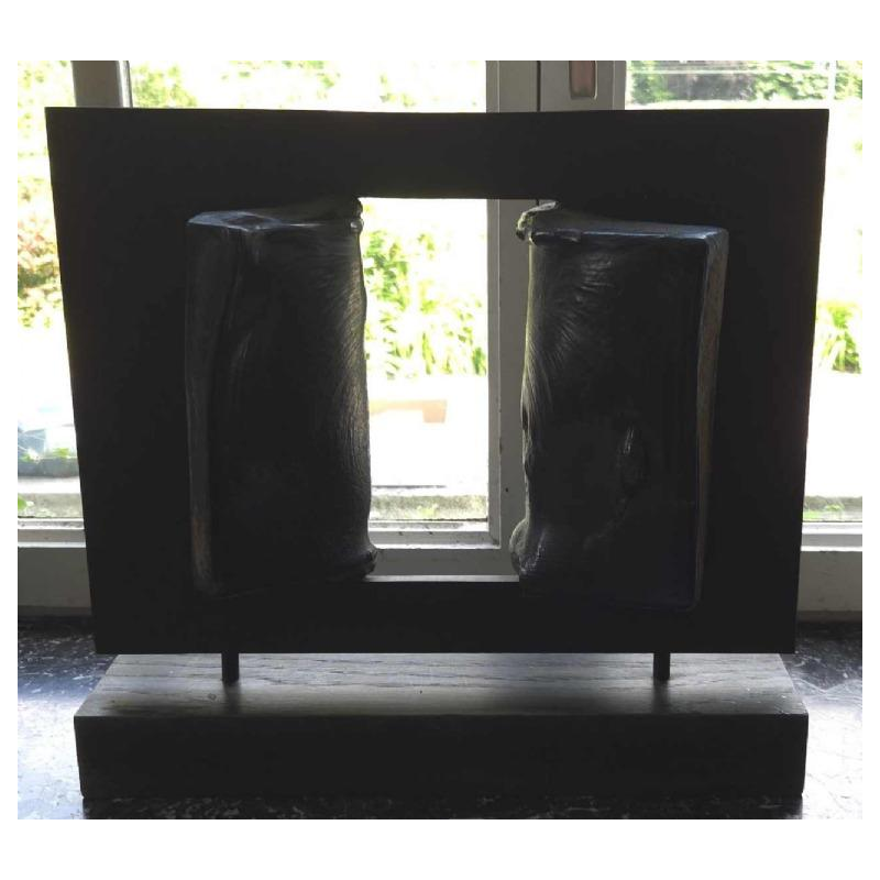 André Bucher, sculpture abstraite, lave en fusion sur acier, ca 1990