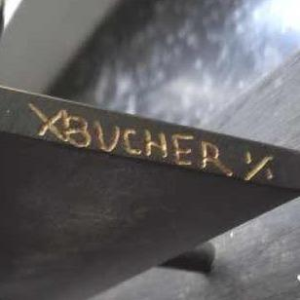 André Bucher, sculpture abstraite, lave en fusion sur acier, ca 1990