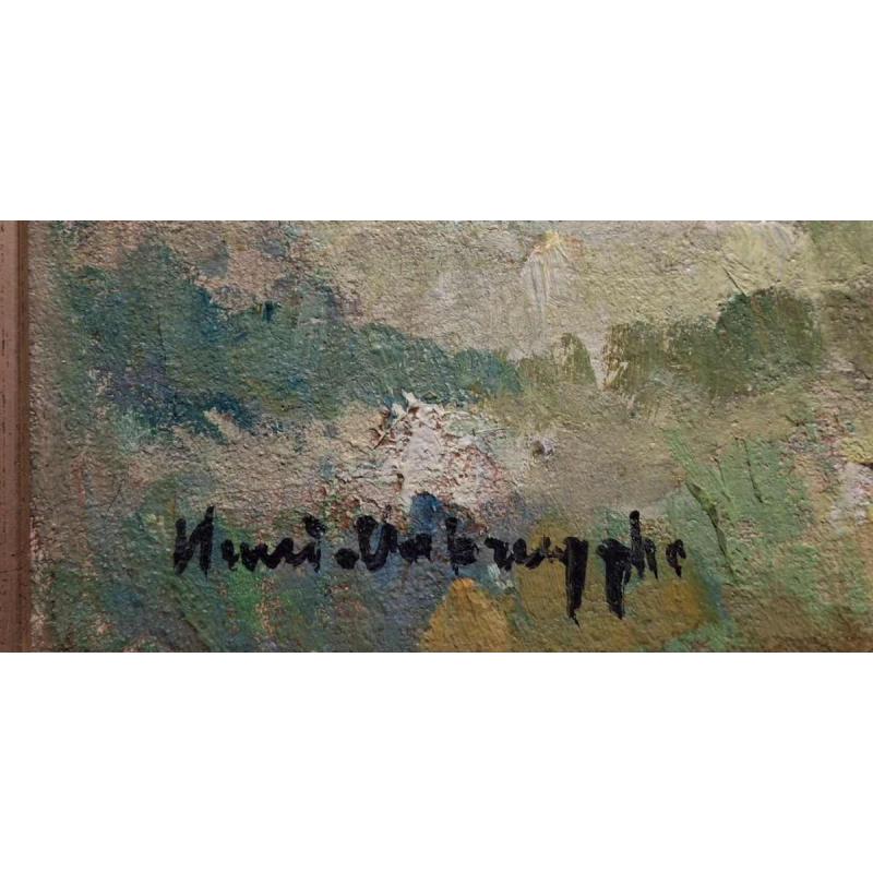 Charles Verbrugghe, Moulins in een landschap, schilderij olieverf op doek, begin 20e eeuw