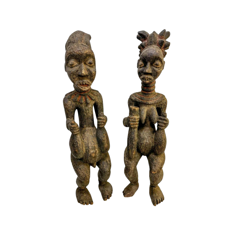 Couple de sculptures en bois yoruba