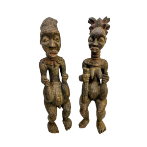 Couple de sculptures en bois yoruba
