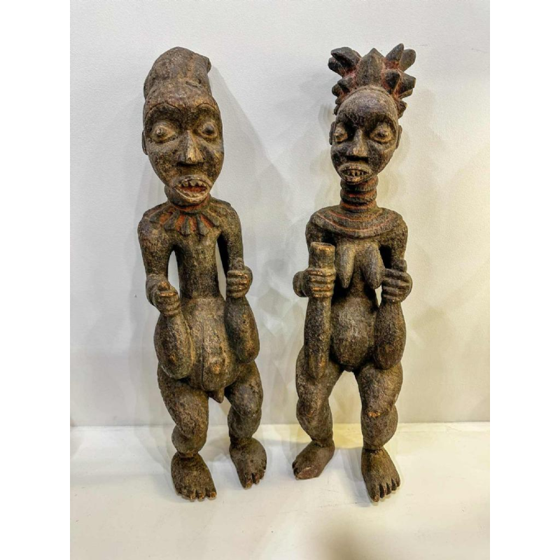 Couple of Yoruba wooden sculptures