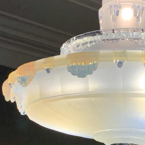 Jean Gauthier pour EZAN Rare Lustre ' Cascade ' Verre Opalescent Art Déco 1930s