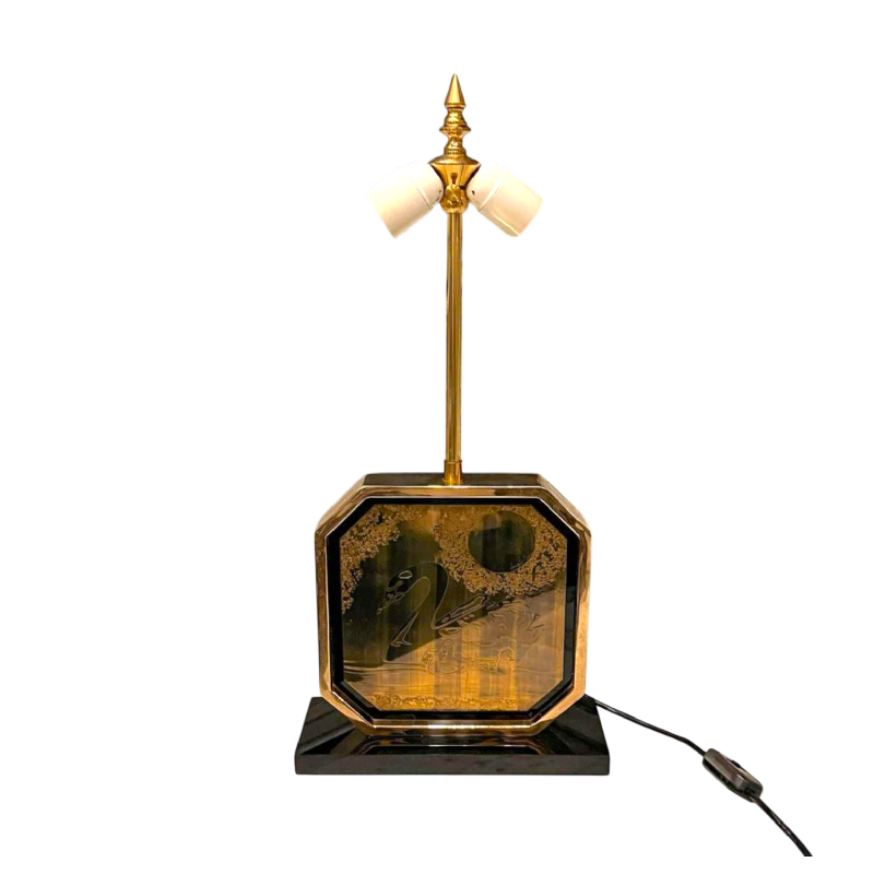 GEORGES MATHIAS pour MAHO, Lampe à poser, Hollywood regency, ca 1970