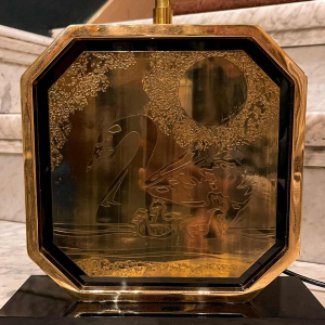 GEORGES MATHIAS pour MAHO, Lampe à poser, Hollywood regency, ca 1970