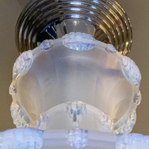 Jean Gauthier pour EZAN Rare Lustre ' Cascade ' Verre Opalescent Art Déco 1930s