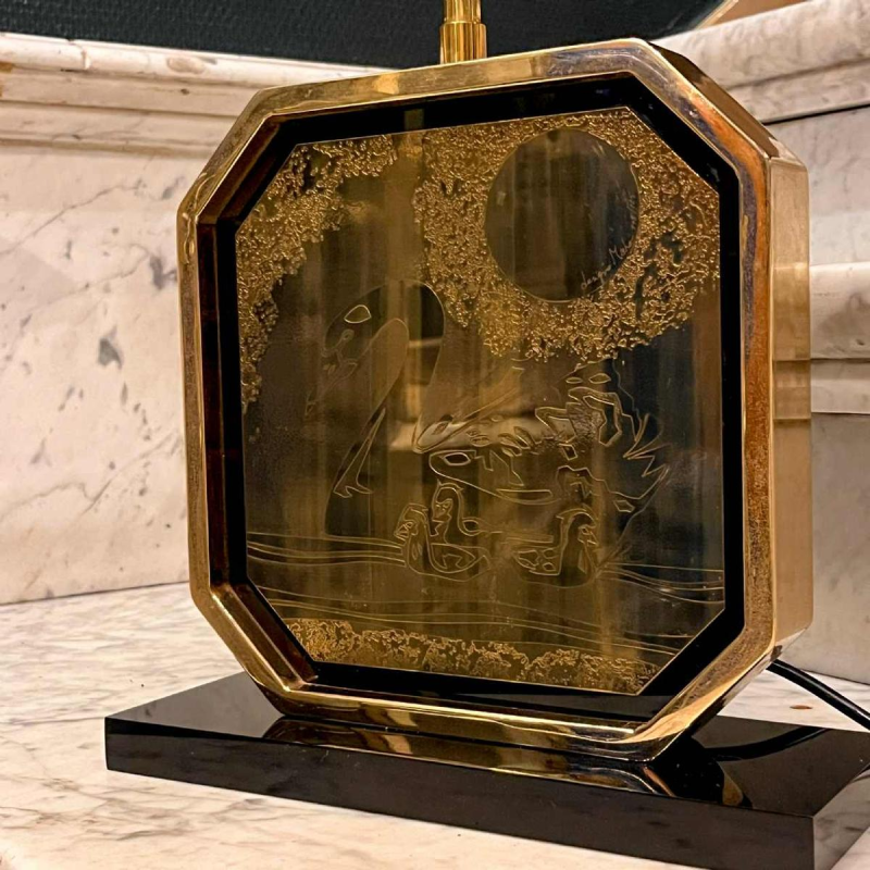 GEORGES MATHIAS pour MAHO, Lampe à poser, Hollywood regency, ca 1970