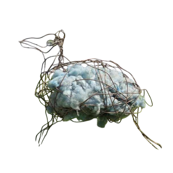 Ladislas de Monge 'Mouton' sculpture en fils de cuivre et laine naturelle, 2015