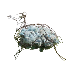 Ladislas de Monge 'Schaap' sculptuur van koperdraad en natuurwol, 2015