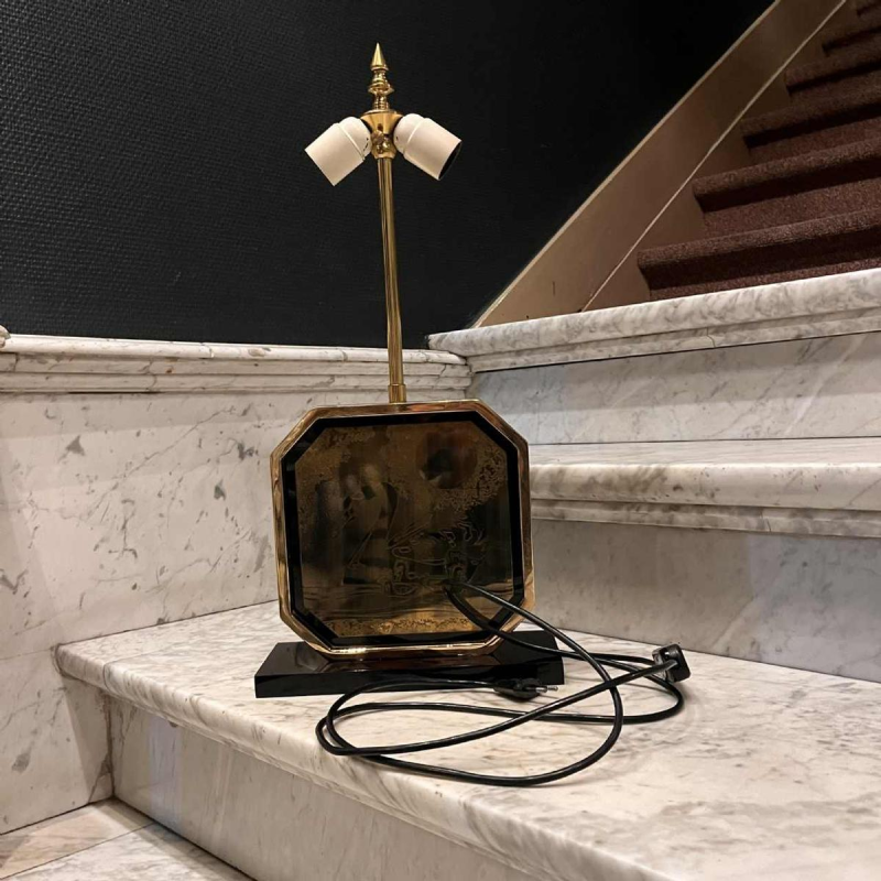 GEORGES MATHIAS pour MAHO, Lampe à poser, Hollywood regency, ca 1970