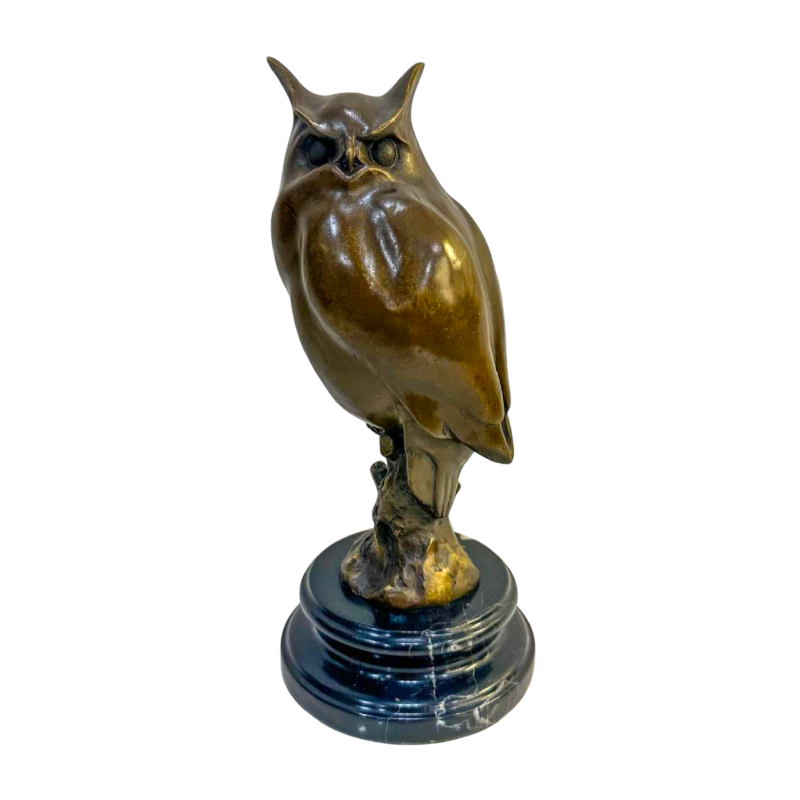 Milo Martin, sculpture d'un hibou en bronze, XXe s