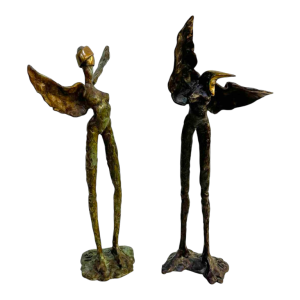 Georges Ayvayan, pair of expressionist/surrealist bronze sculptures, 1993