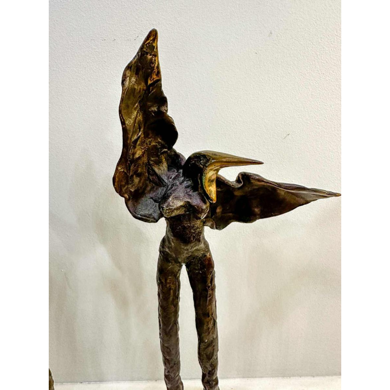 Georges Ayvayan, couple de sculptures expressionnistes / surréalistes en bronze, 1993