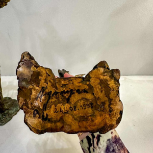 Georges Ayvayan, paar expressionistische/surrealistische bronzen standbeelden, 1993