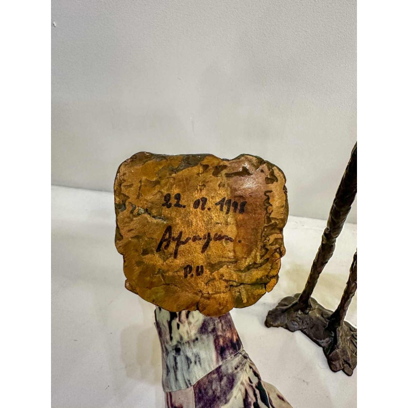 Georges Ayvayan, paar expressionistische/surrealistische bronzen standbeelden, 1993