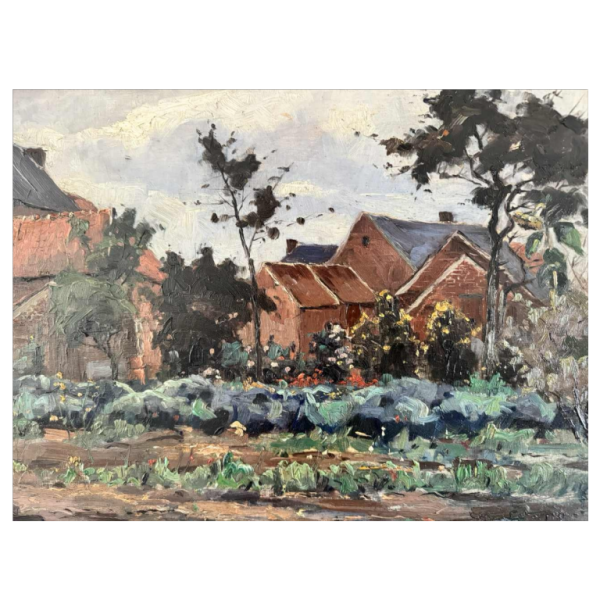 Adolphe Dupont (Namur 1898-1982): « Mosan landscape with cabbages » painting