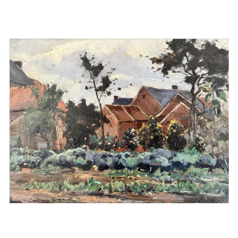 Adolphe Dupont (Namur 1898-1982): «Paysage mosan - culture de choux» peinture