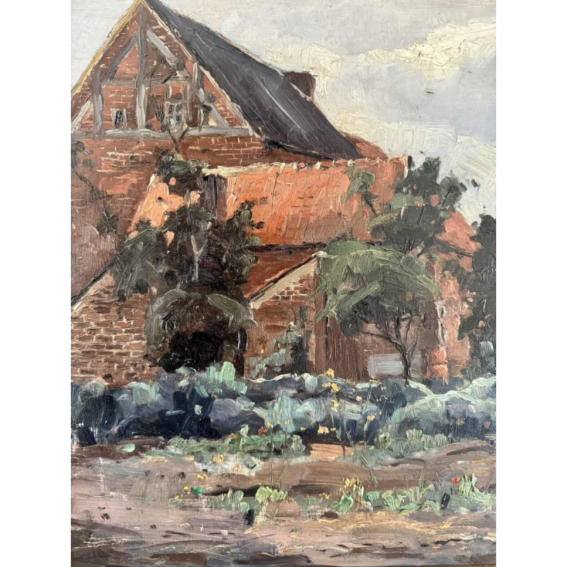 Adolphe Dupont (Namur 1898-1982): « Mosan landscape with cabbages » painting